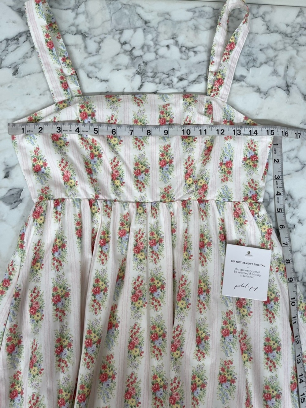 Petal & Pup Gabriela flower bouquet print maxi dress ivory pink cottagecore S - Picture 8 of 15